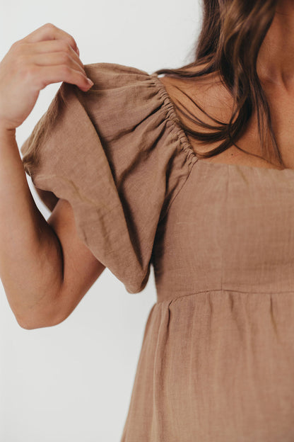 Candace Woven Linen Maxi Dress in Mocha - Bump Friendly
