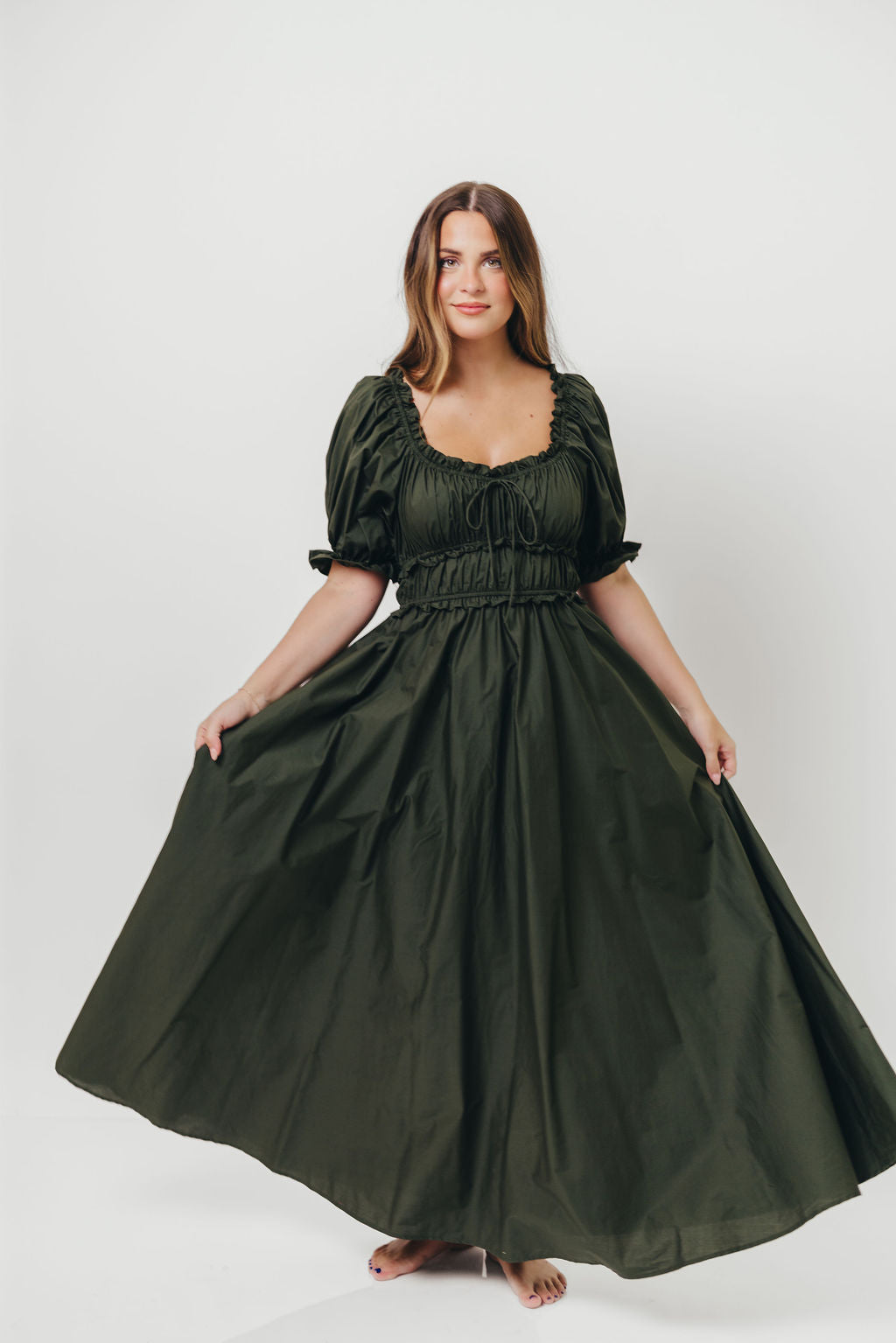 Sydnee Cotton Maxi Dress in Evergreen - Bump Friendly - Restocking in Nov