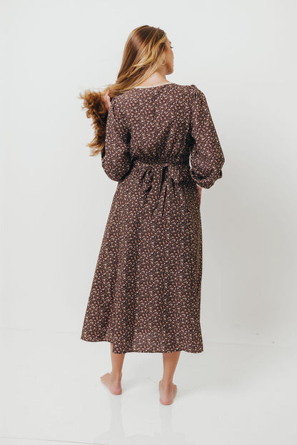 Sadie Midi Dress in Chestnut Floral