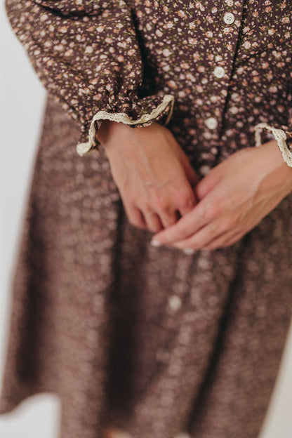 Sadie Midi Dress in Chestnut Floral