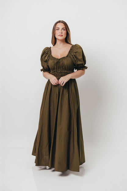 Sydnee Cotton Maxi Dress in Dusty Olive - Bump Friendly