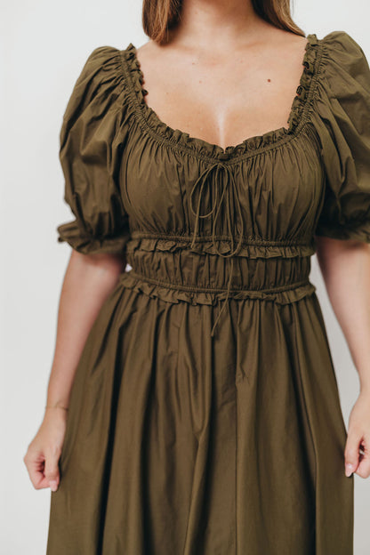 Sydnee Cotton Maxi Dress in Dusty Olive - Bump Friendly