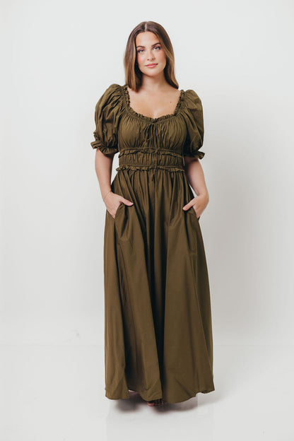 Sydnee Cotton Maxi Dress in Dusty Olive - Bump Friendly