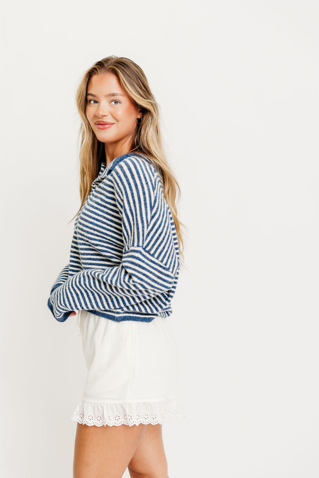 Piper Mini Stripes Cardigan in Denim