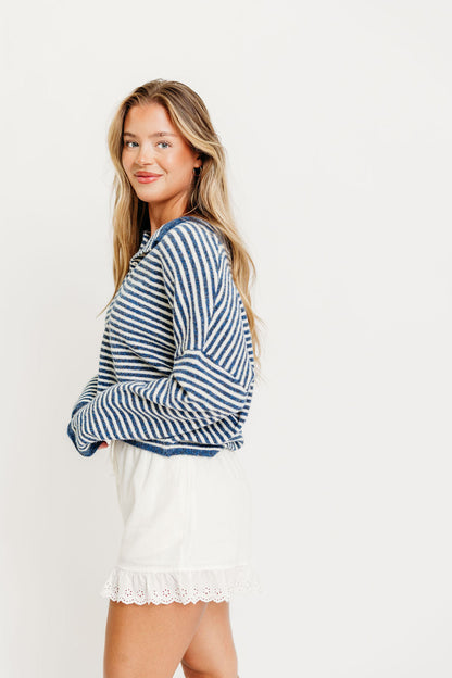 Piper Mini Stripes Cardigan in Denim