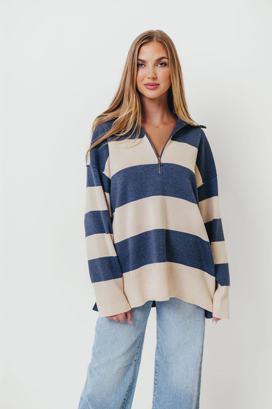 Fontaine Pullover in Navy Cream