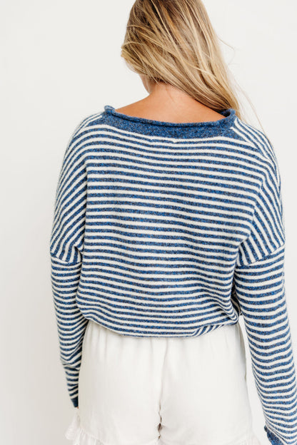 Piper Mini Stripes Cardigan in Denim