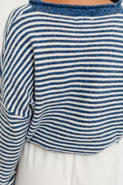 Piper Mini Stripes Cardigan in Denim