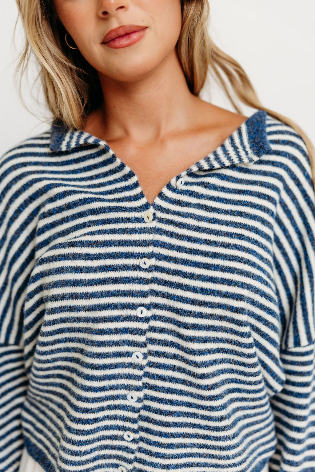 Piper Mini Stripes Cardigan in Denim