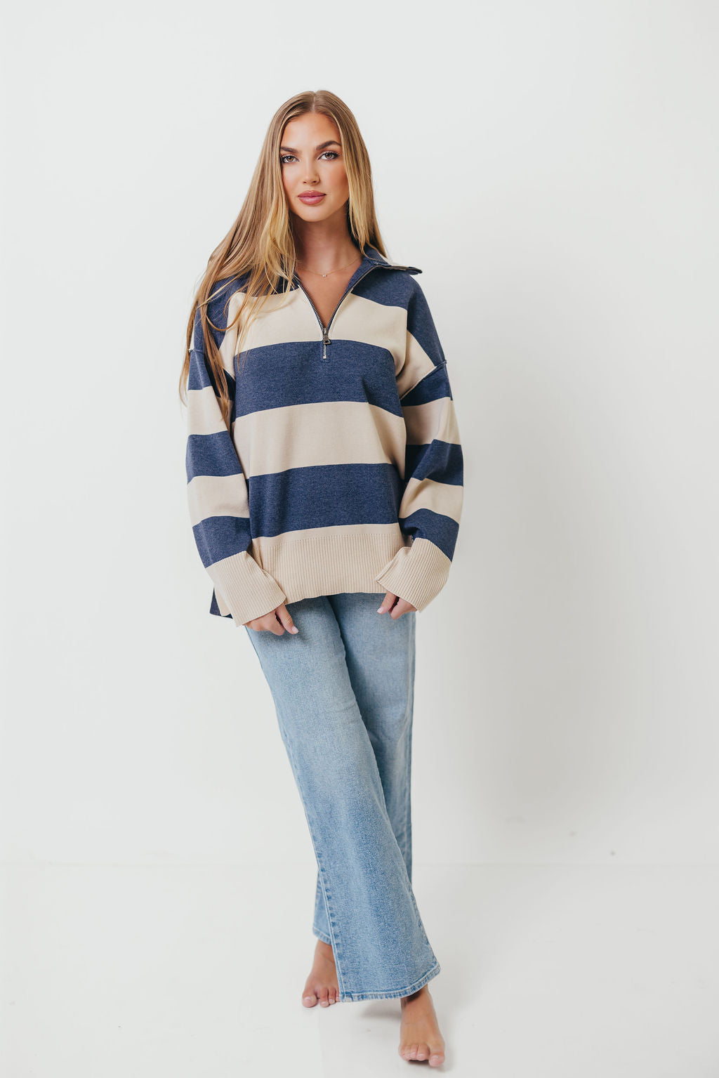 Fontaine Pullover in Navy Cream
