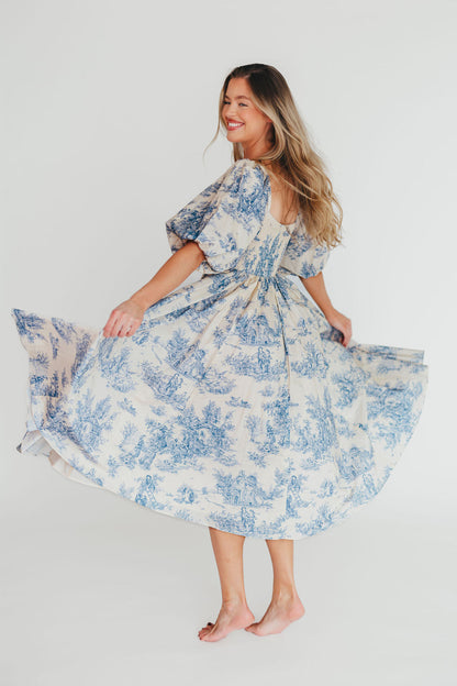 Mary Elizabeth Midi Dress in Blue