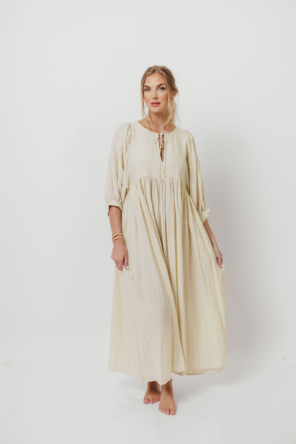 Nadia Soft Horizon Maxi Dress in Natural