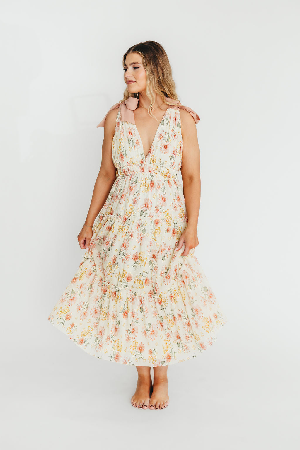Ambrose Maxi Dress in Cream/Coral Floral
