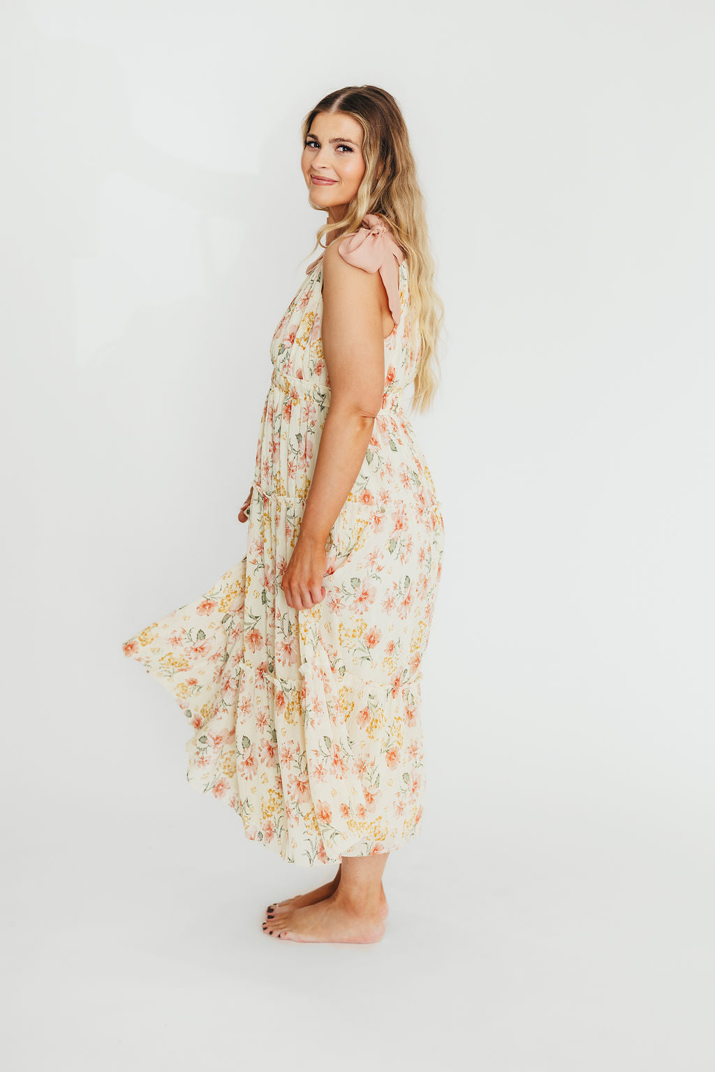 Ambrose Maxi Dress in Cream/Coral Floral