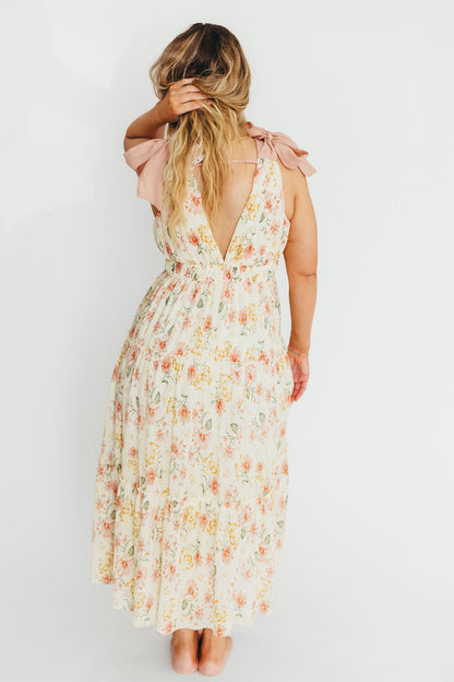 Ambrose Maxi Dress in Cream/Coral Floral