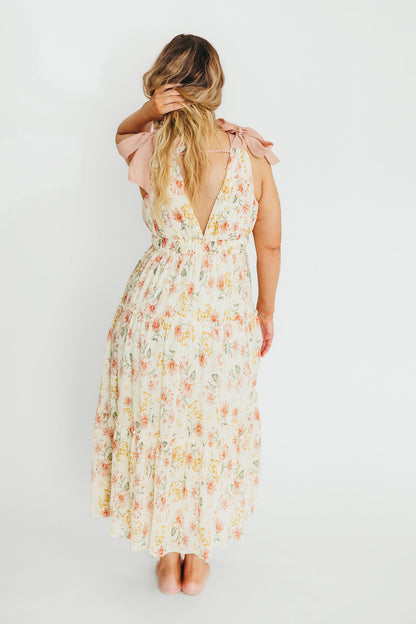 Ambrose Maxi Dress in Cream/Coral Floral