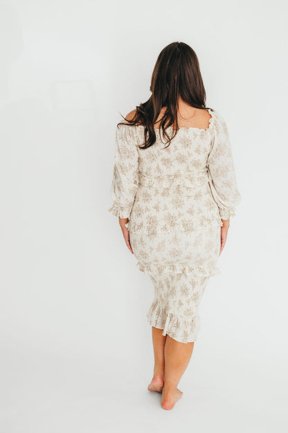 The Chloe Midi Dress in Brown - Bump Friendly