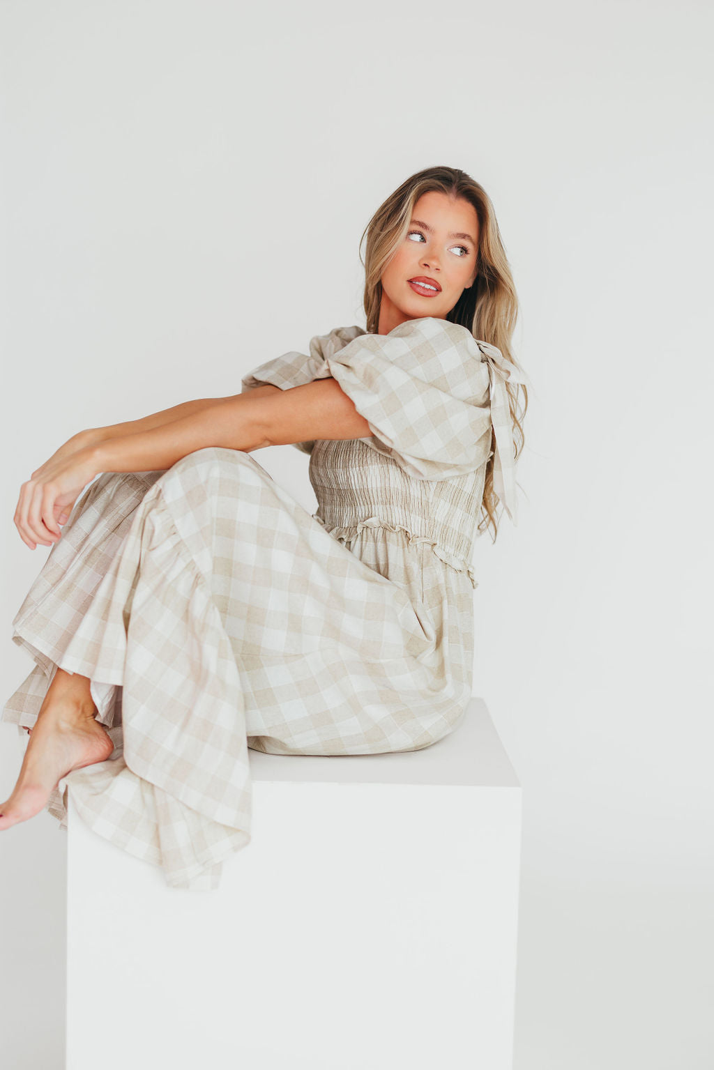 Addyson Elena Maxi Dress in Natural Multi - Cotton/Linen Blend - Bump Friendly & Inclusive Sizing - Restocking end of Sept