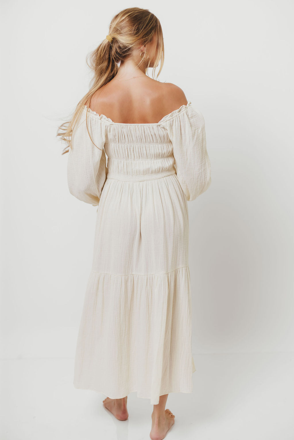 Dawn 100% Cotton Gauze Midi Dress in Soy