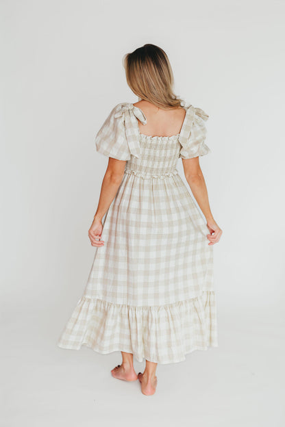 Addyson Elena Maxi Dress in Natural Multi - Cotton/Linen Blend - Bump Friendly & Inclusive Sizing - Restocking end of Sept