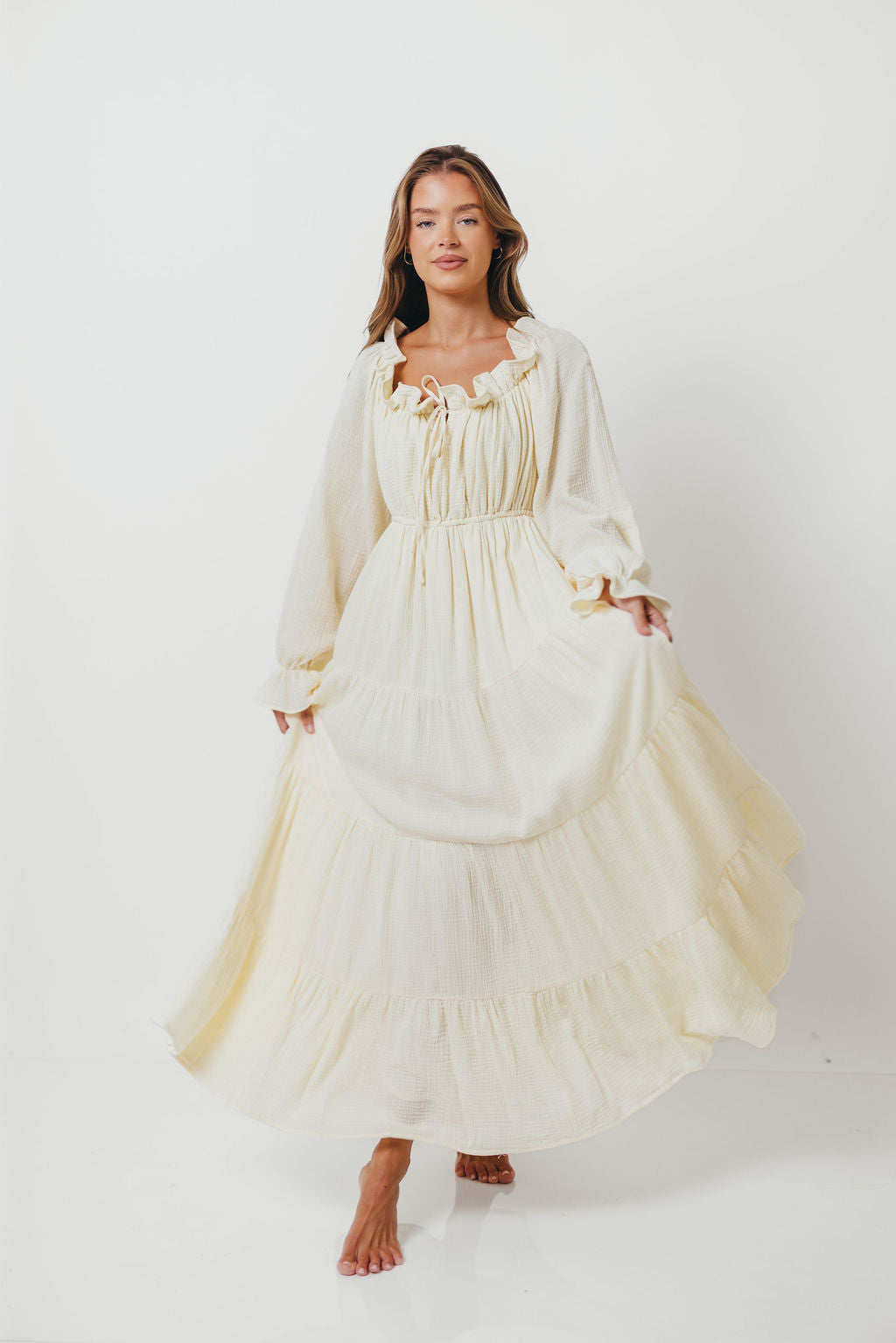 Golden Hour 100% Cotton Maxi Dress in Cream - Bump Friendly