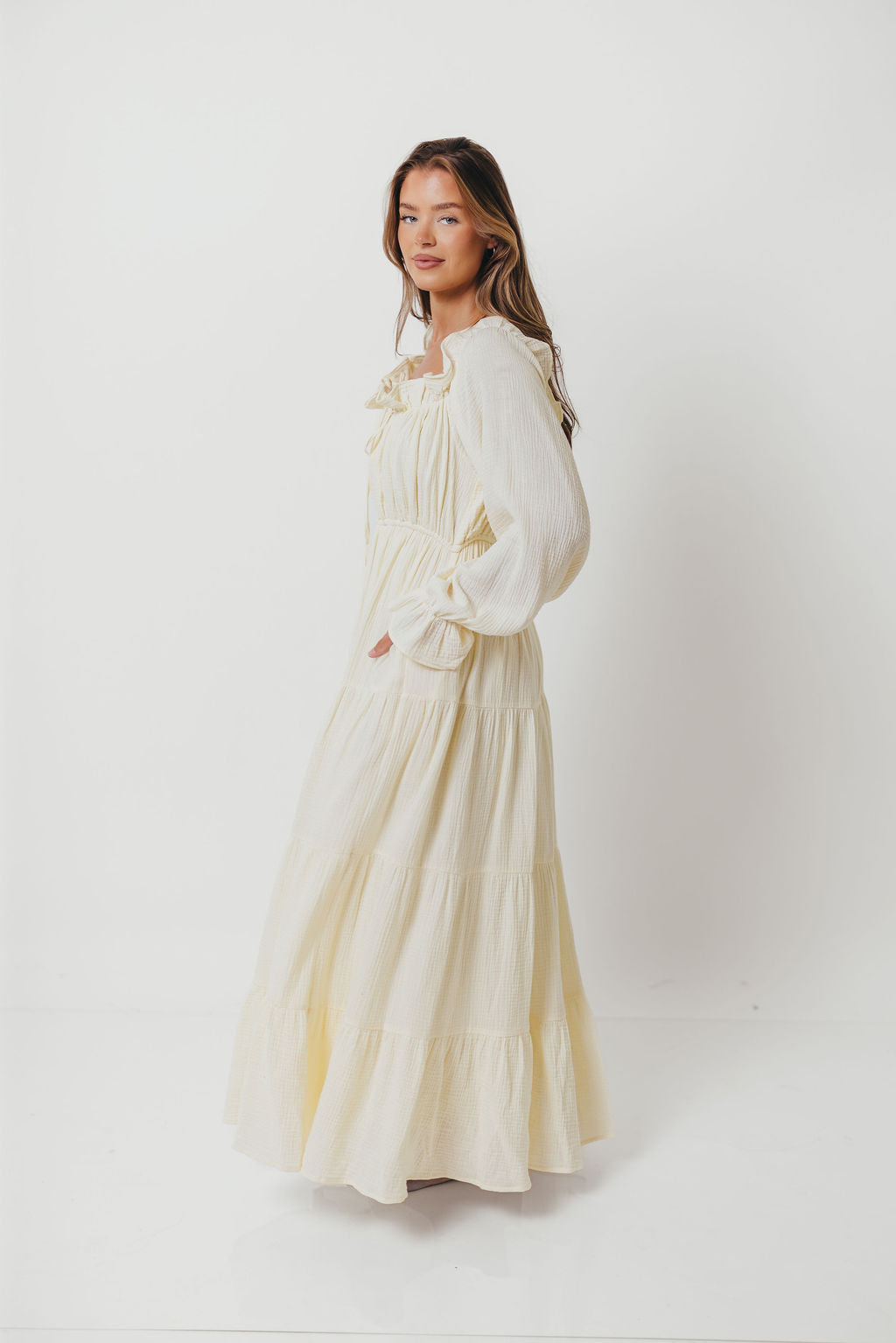 Golden Hour 100% Cotton Maxi Dress in Cream - Bump Friendly