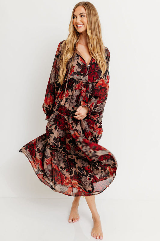Tabitha Midi Dress in Sand - Bump Friendly