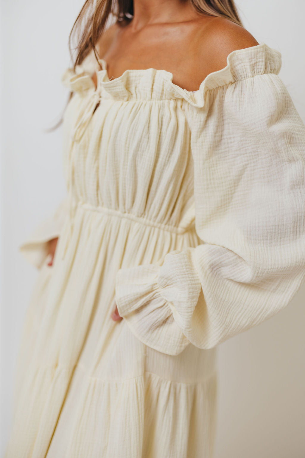 Golden Hour 100% Cotton Maxi Dress in Cream - Bump Friendly