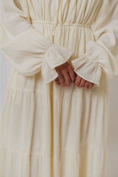 Golden Hour 100% Cotton Maxi Dress in Cream - Bump Friendly