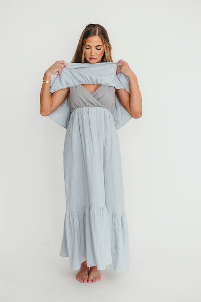 Josie 100% Cotton Maxi Dress in Cloud - Bump & Nursing Friendly