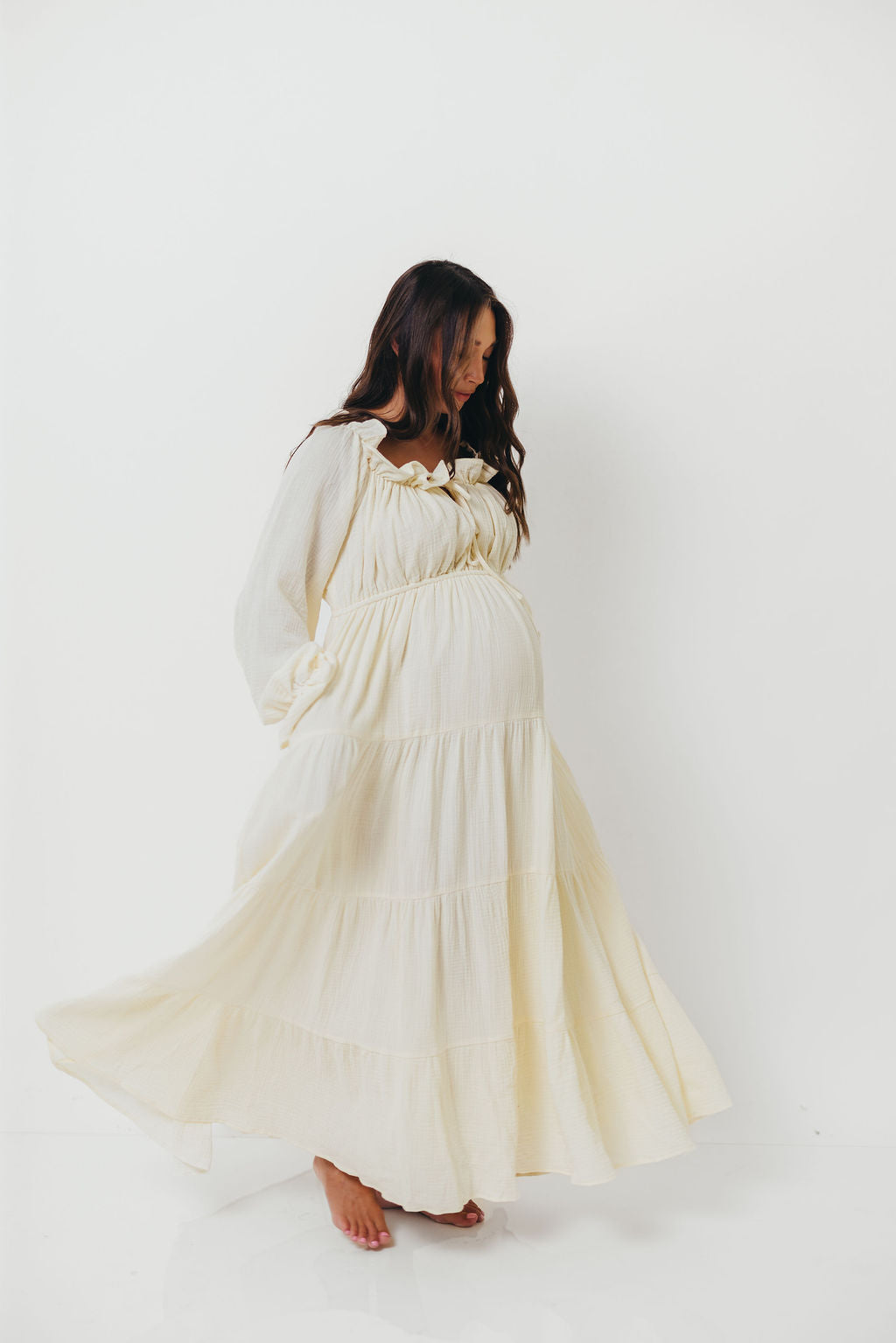 Golden Hour 100% Cotton Maxi Dress in Cream - Bump Friendly