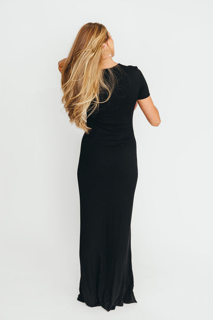 The Charlie Ribbed Maxi Dress in Black