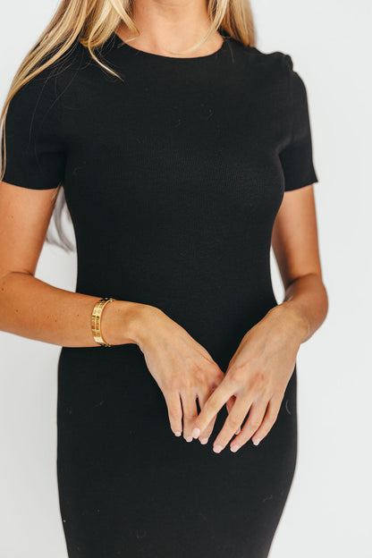 The Charlie Ribbed Maxi Dress in Black