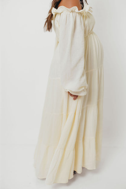 Golden Hour 100% Cotton Maxi Dress in Cream - Bump Friendly