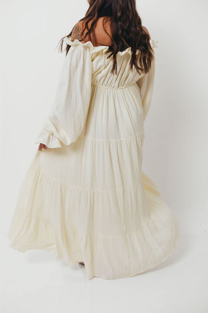 Golden Hour 100% Cotton Maxi Dress in Cream - Bump Friendly