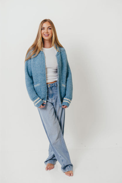 Apres Zip-Up Sweater in French Blue