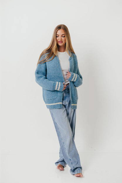 Apres Zip-Up Sweater in French Blue