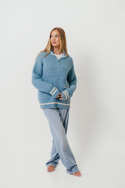Apres Zip-Up Sweater in French Blue
