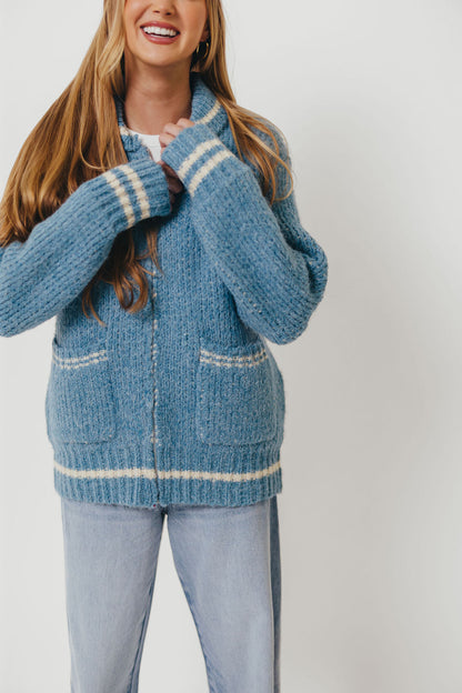 Apres Zip-Up Sweater in French Blue
