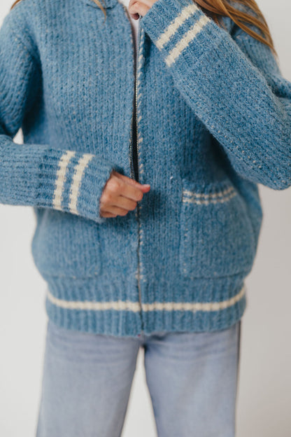 Apres Zip-Up Sweater in French Blue