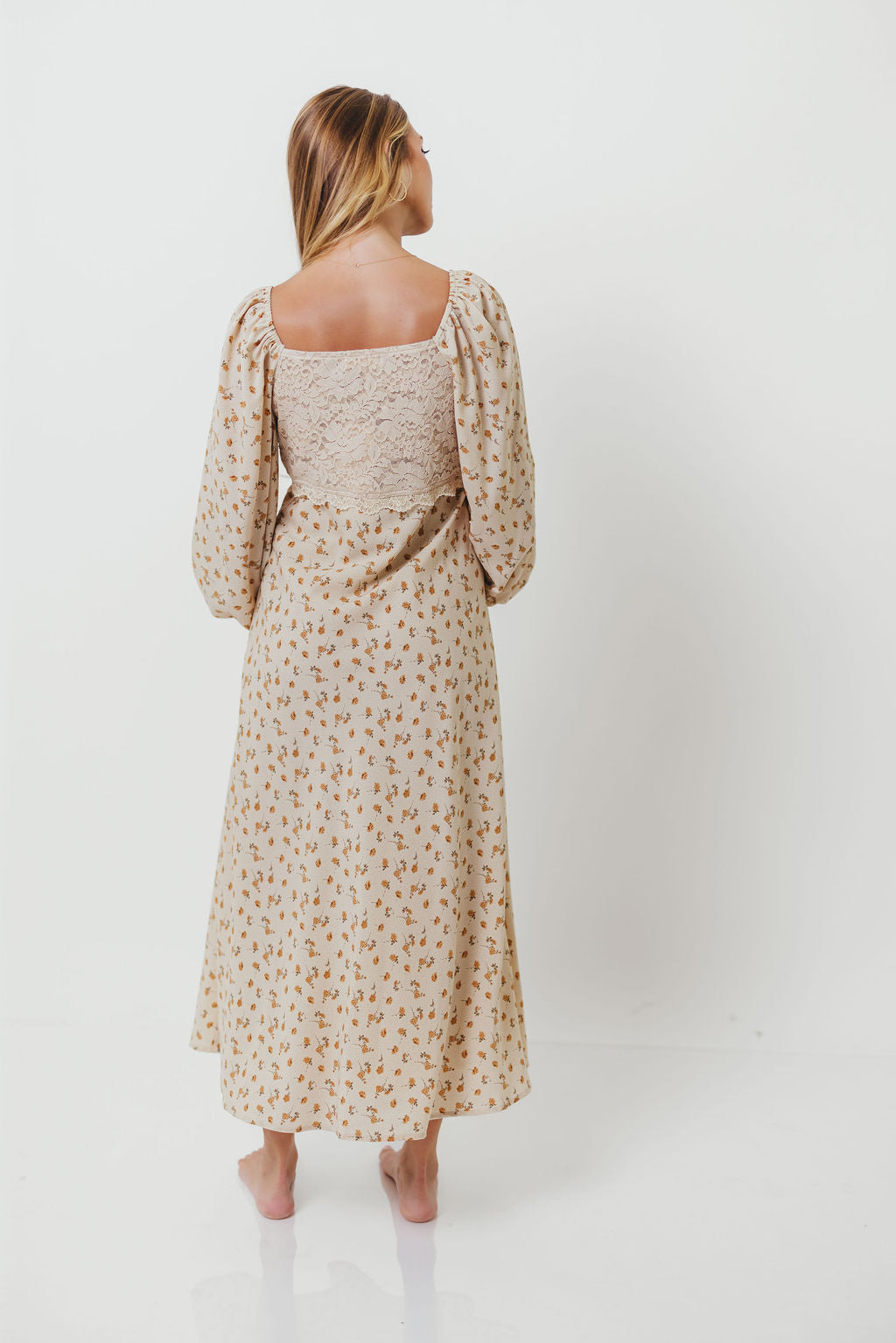 Annette Lace Panel Maxi Dress in Vintage Cream