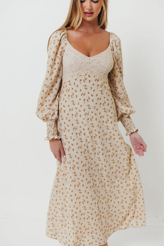 Annette Lace Panel Maxi Dress in Vintage Cream