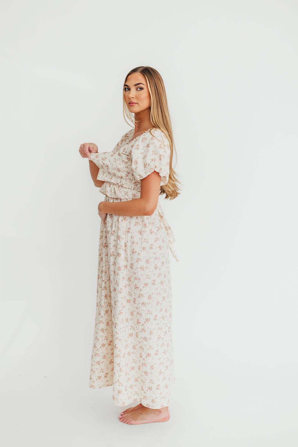 Finley 100% Cotton Peplum Midi Dress in Petal Pink - Bump & Nursing Friendly