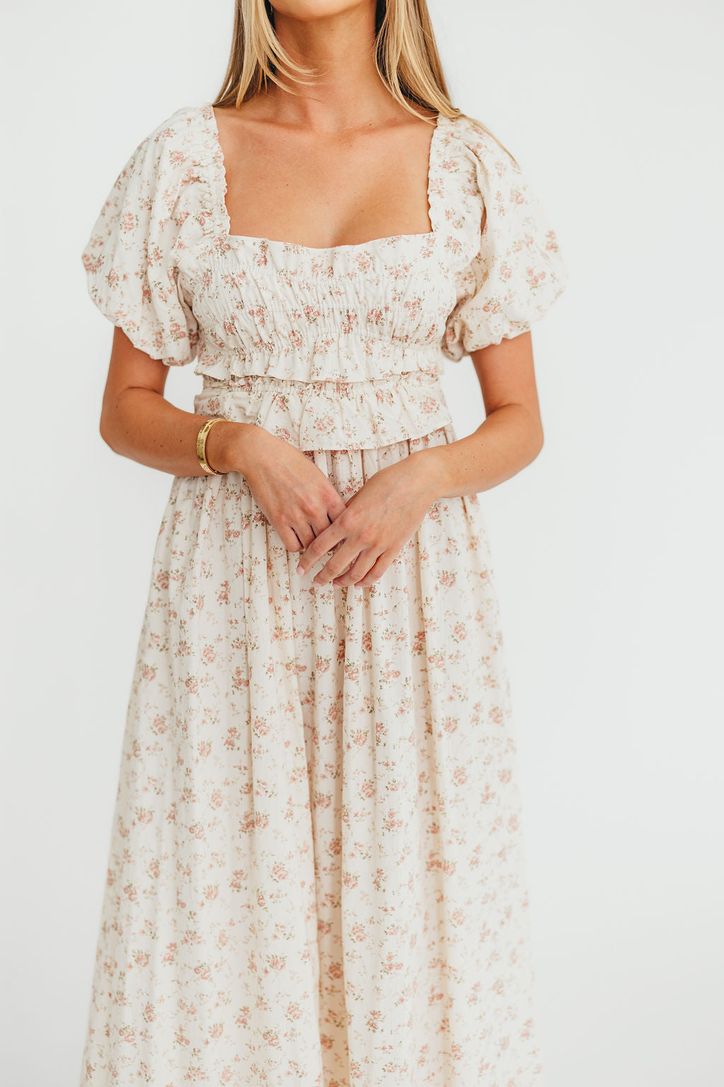 Finley 100% Cotton Peplum Midi Dress in Petal Pink - Bump & Nursing Friendly