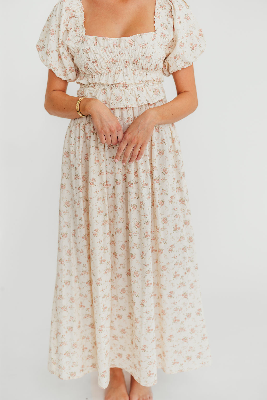 Finley 100% Cotton Peplum Midi Dress in Petal Pink - Bump & Nursing Friendly