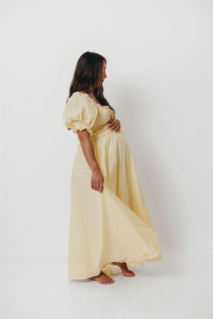 Sydnee Cotton Maxi Dress in Butter Yellow - Bump Friendly