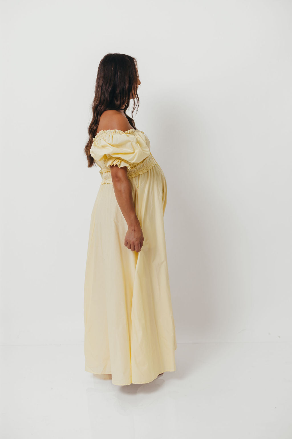 Sydnee Cotton Maxi Dress in Butter Yellow - Bump Friendly
