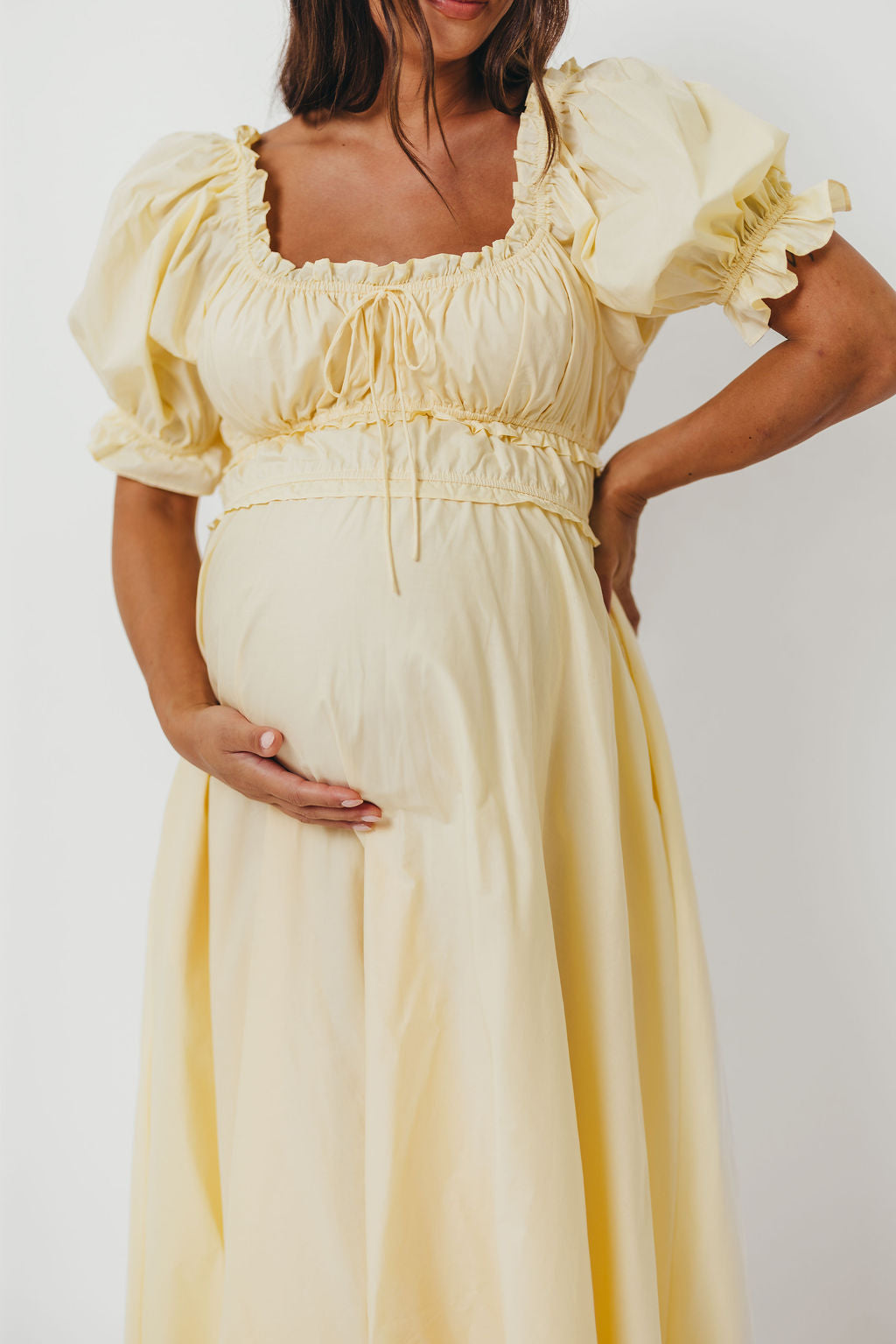 Sydnee Cotton Maxi Dress in Butter Yellow - Bump Friendly