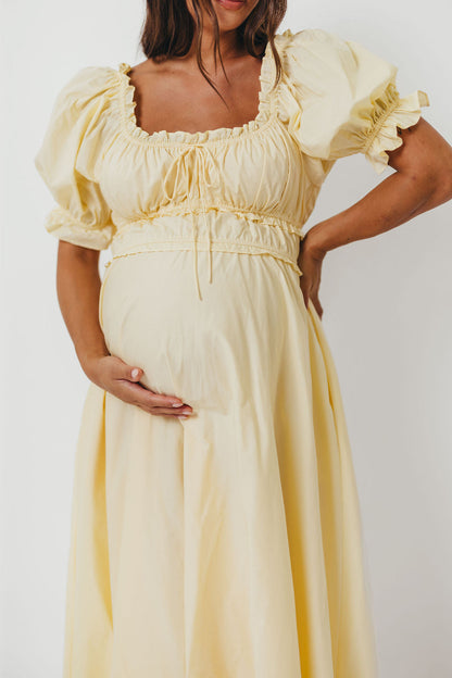 Sydnee Cotton Maxi Dress in Butter Yellow - Bump Friendly