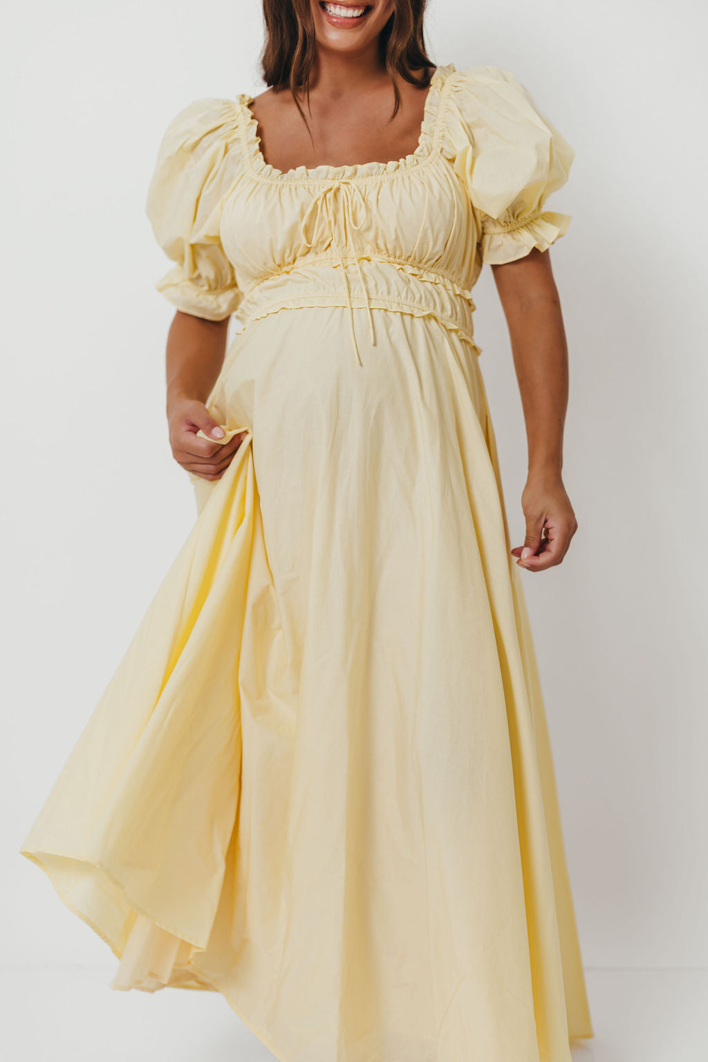 Sydnee Cotton Maxi Dress in Butter Yellow - Bump Friendly